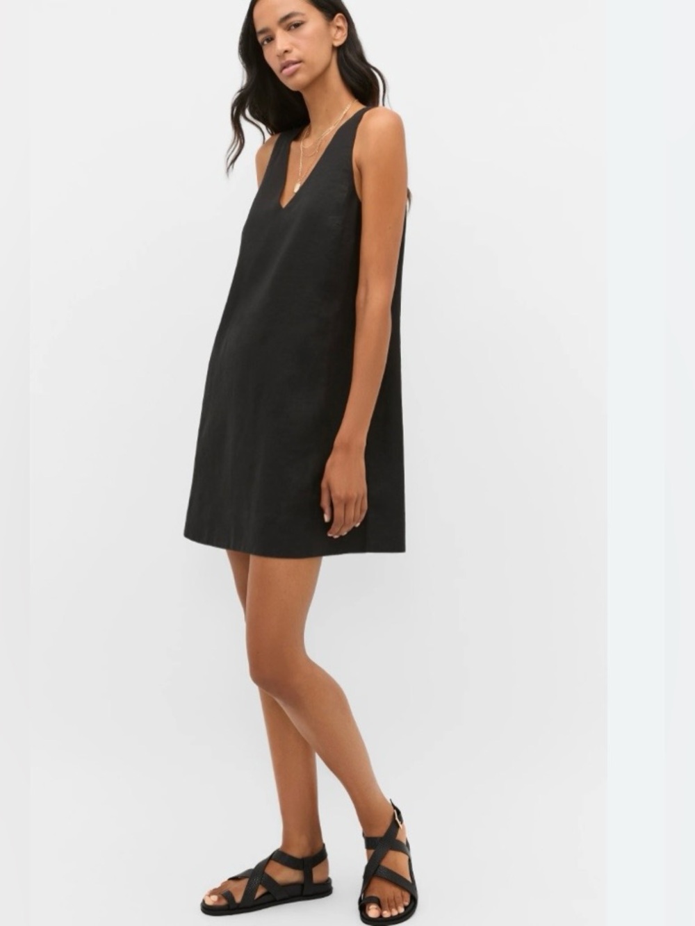 Reformation Black Linen Mini Dress